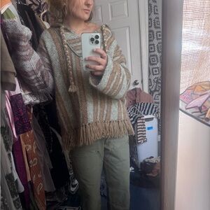 Faherty Striped Hooded Sweatshirt in Brown and Cream